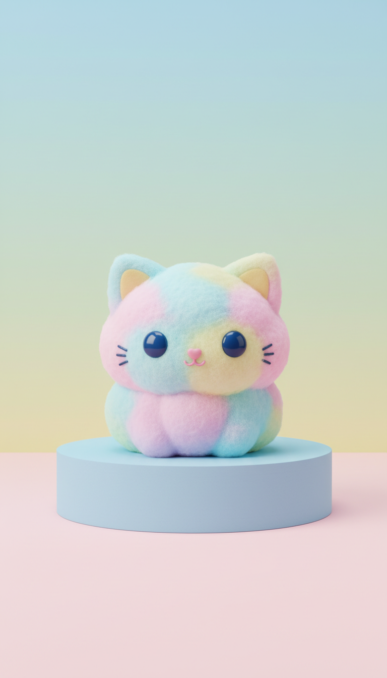 Cotton Candy Cat Pastel Plush